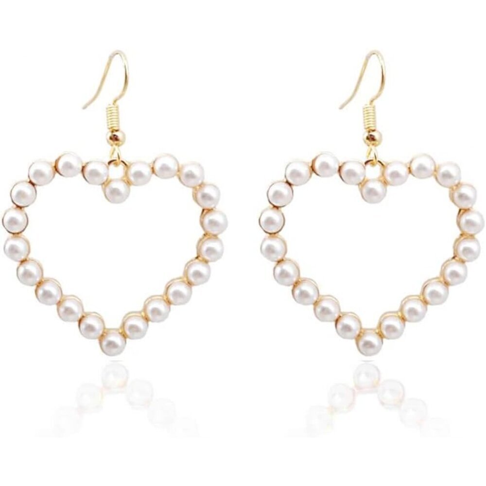 14k Gold/Silver Plated Pearl Drop Dangle Earrings for Women Long Chain Tassel Ea